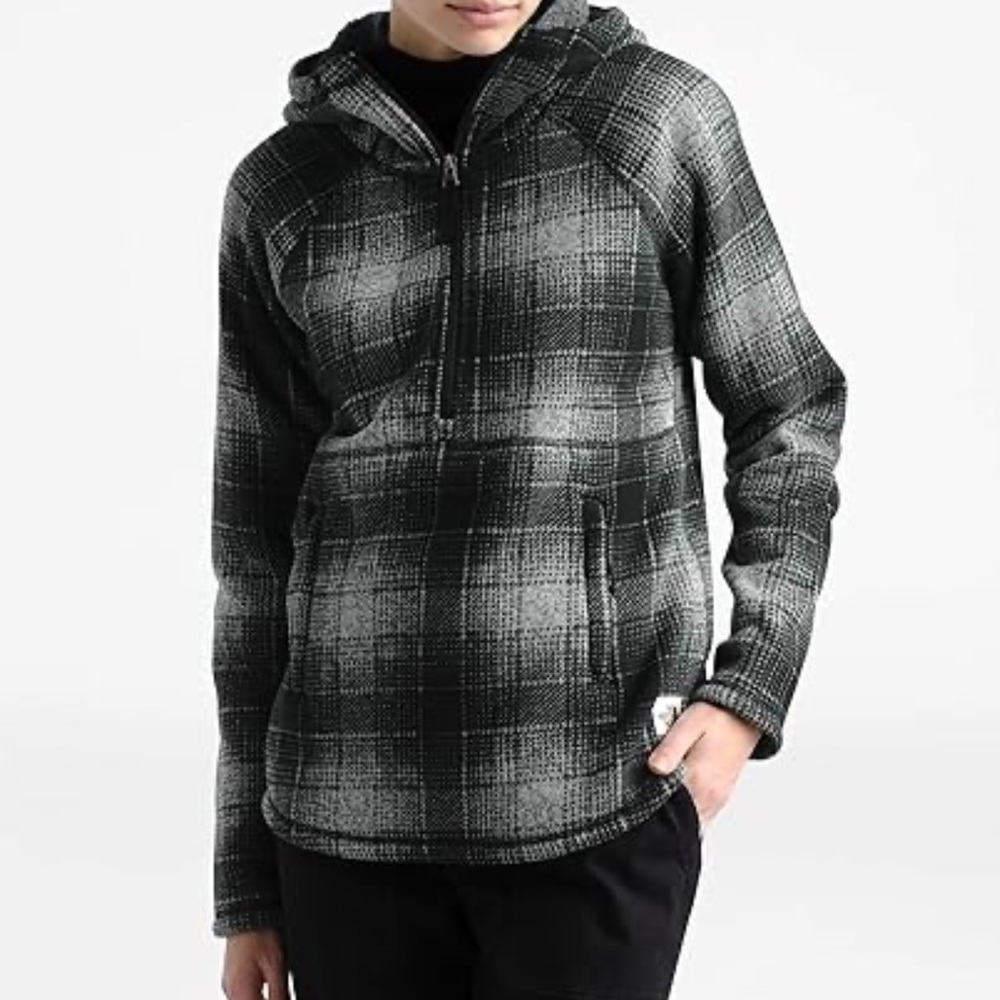 The North Face Women's Black & Gray Plaid Hooded Sweatshirt